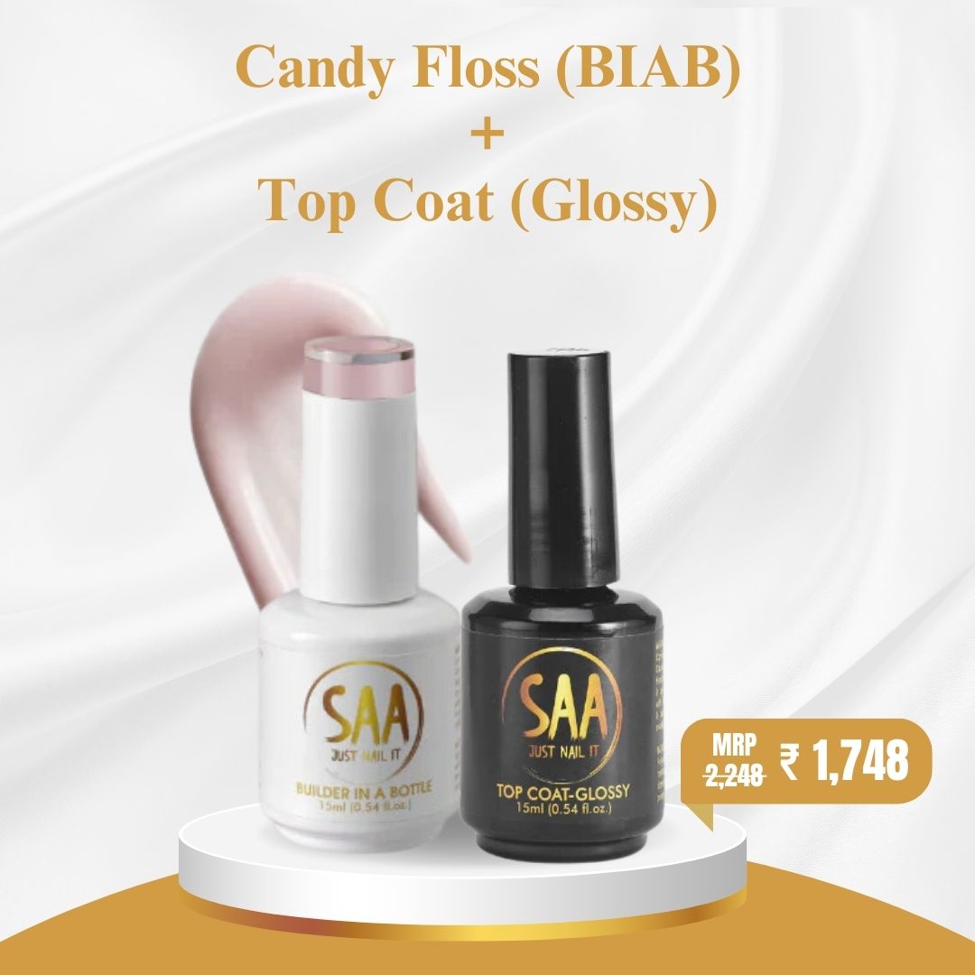 Candy Floss (BIAB) +  Top Coat (Glossy)