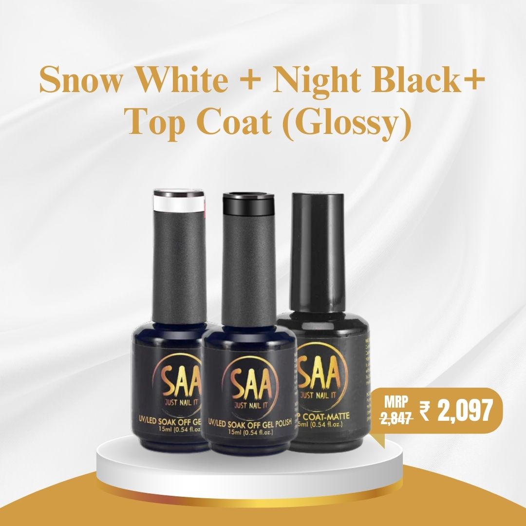 Snow White + Night Black+  Top Coat (Glossy)