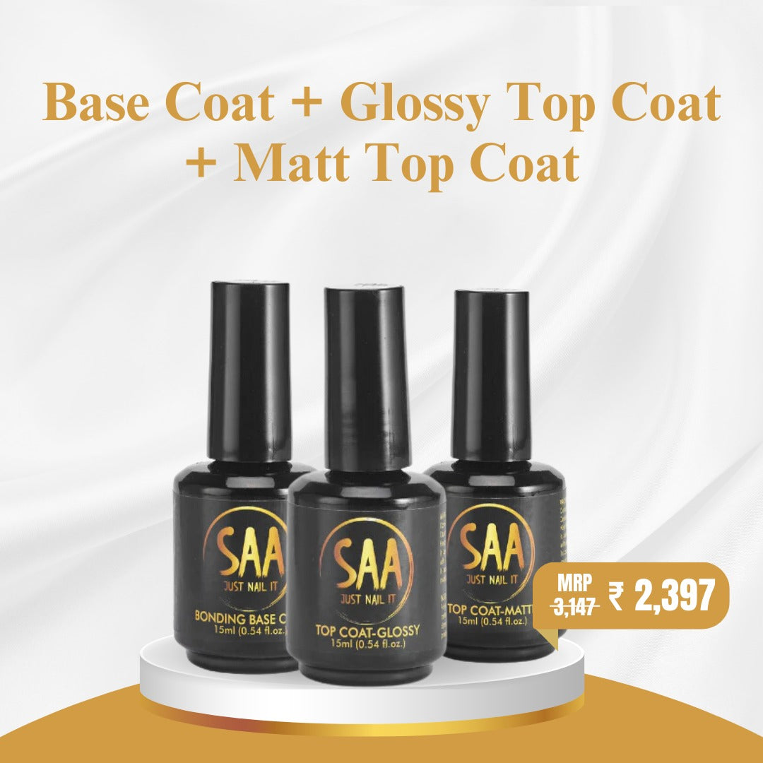 Base Coat + Glossy Top Coat + Matt Top Coat